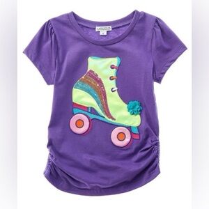 FLAPDOODLES Purple Kids Shirt with Roller Skate Applique Sz 6 EUC